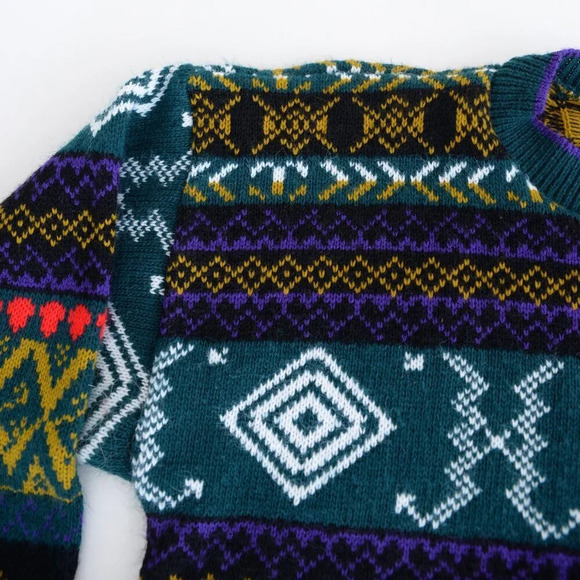 Vintage  90'S Worthington Essentials Eclectic Grandpa Knit Crewneck Sweater M - Picture 11 of 12